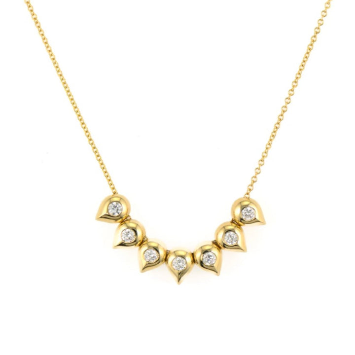 Double Sided 7 Bezel Sliding Teardrop Necklace With Diamonds And Multi-Colored Sapphires