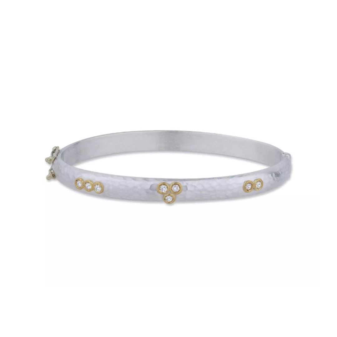 "Random Walk" Cary Silver Bracelet With Gold Bezels And Diamonds