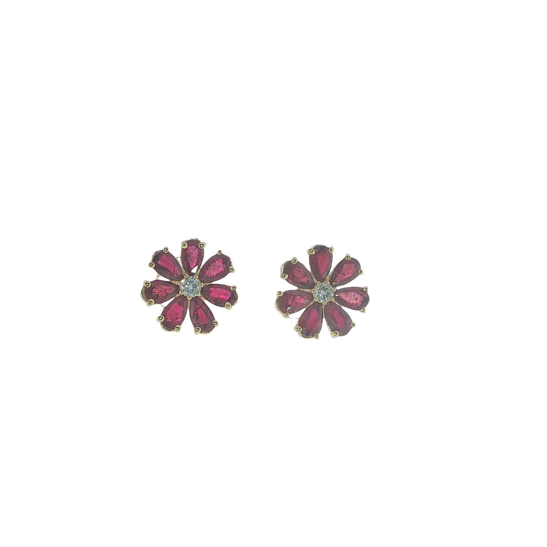 Ruby Flower Petal Studs