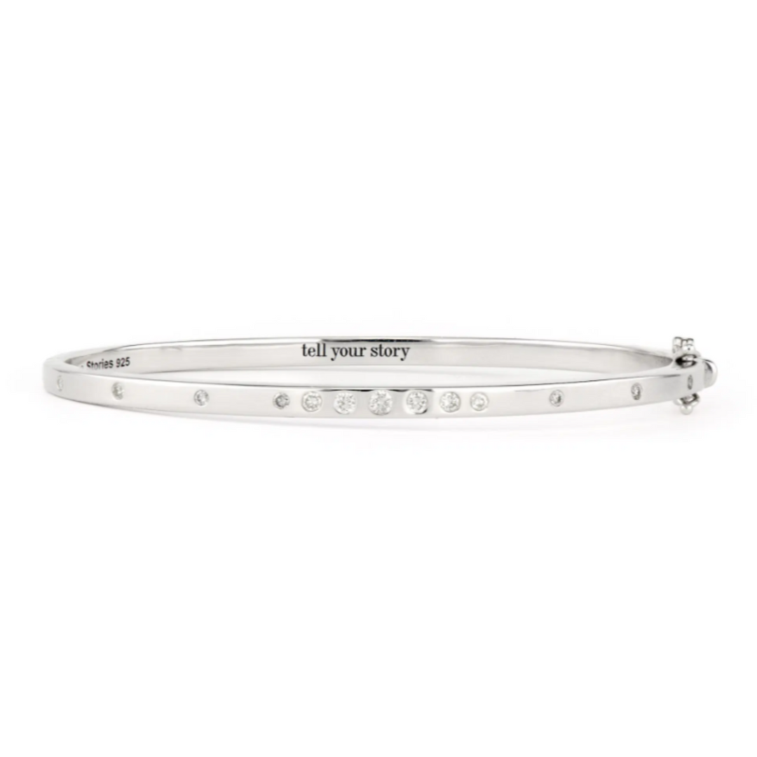 Sterling Silver Timeless Graduated Diamond Bangle - 6.5"