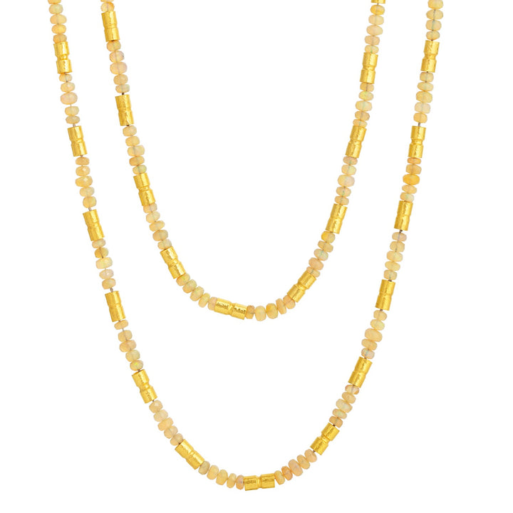 24k Gold Ethiopian Opal Bead Necklace