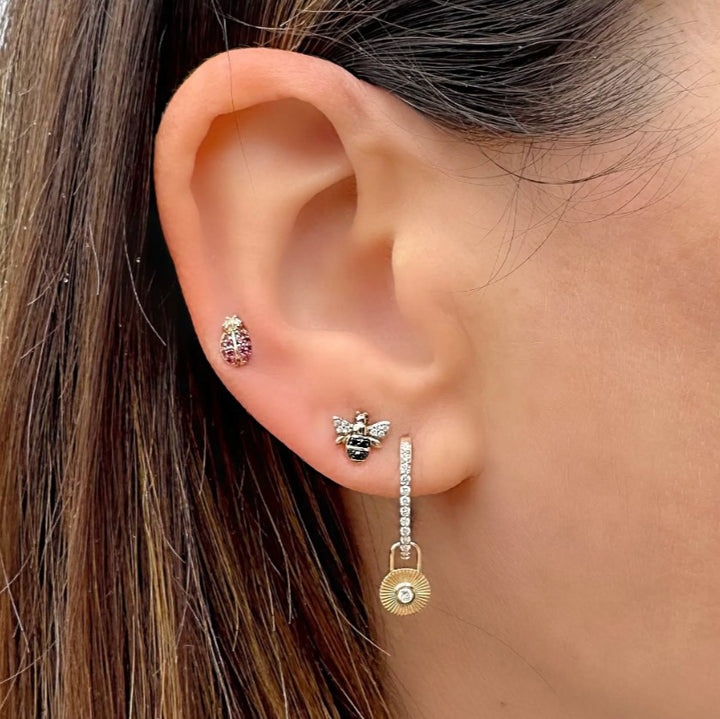 14K Single Pave Ladybug Stud