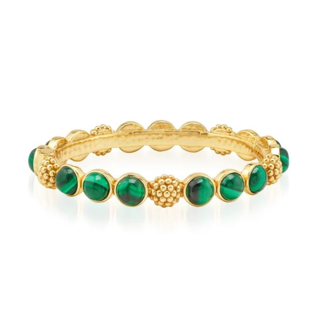 Berry Gem Petite Hinged Bangle With Malachite Gems