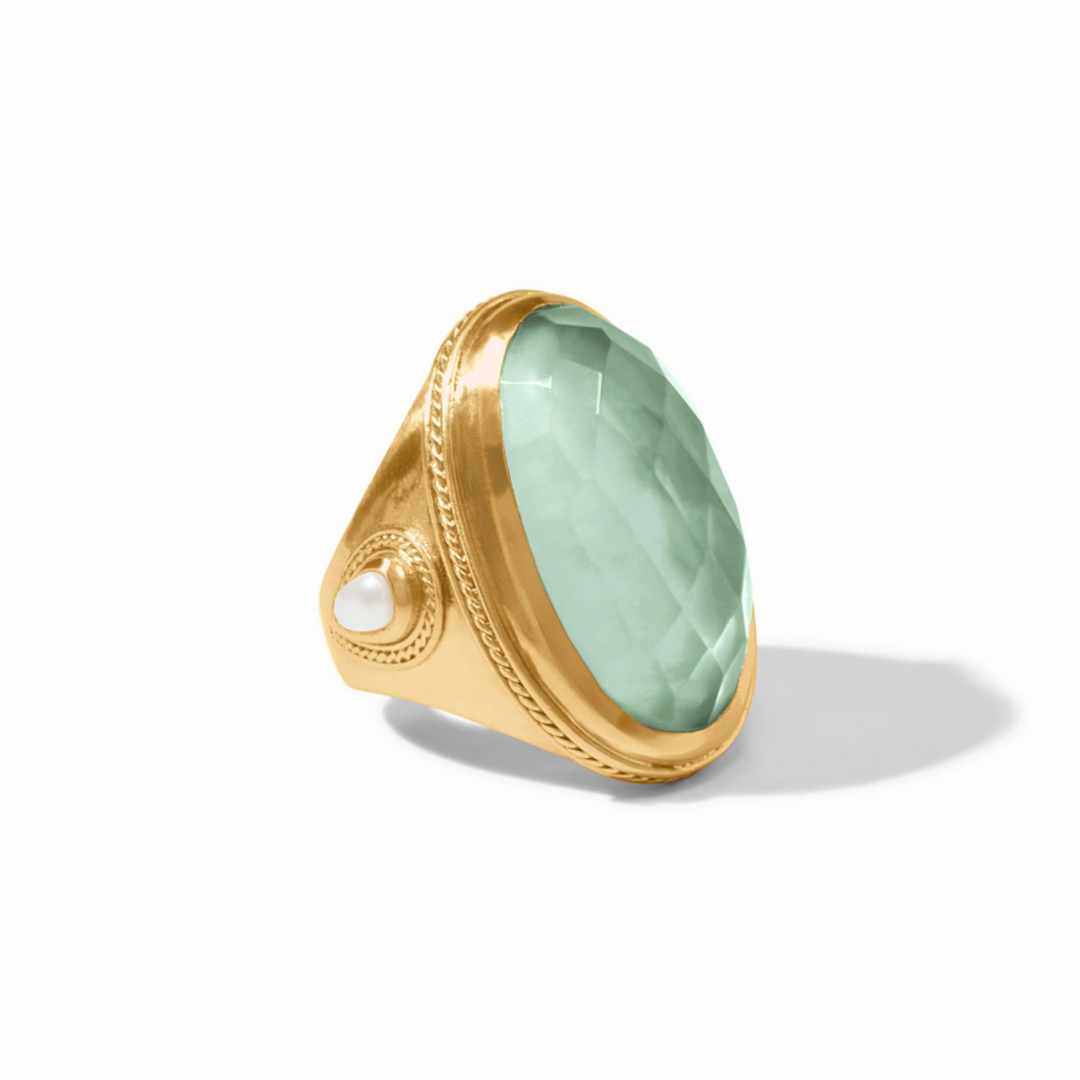 Cannes Statement Ring In Iridescent Aquamarine Blue - Size 7