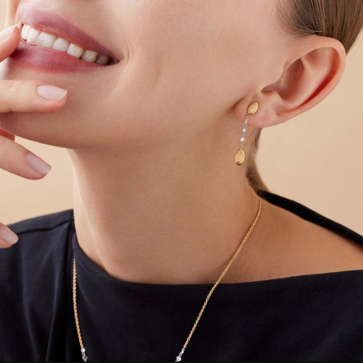 18K Yellow Gold Pendant Earrings with Diamonds