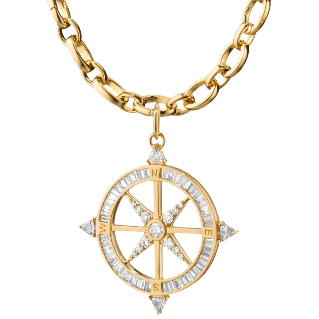 18" Audrey Necklace With Diamond Compass Pendant