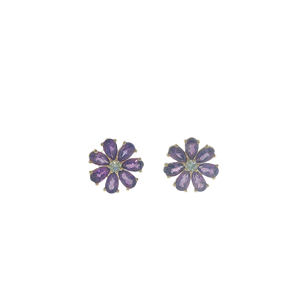 Amethyst Flower Petal Studs