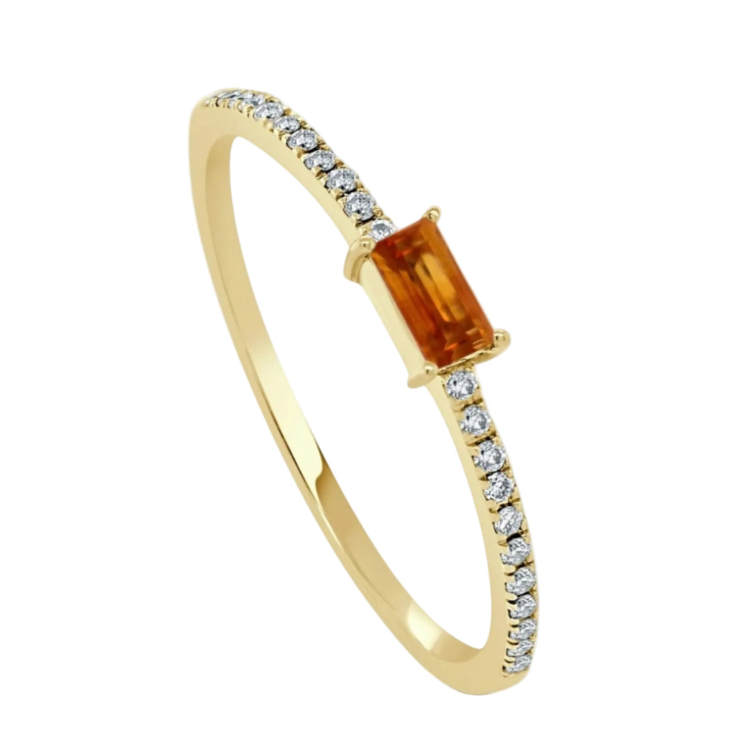 Citrine and Diamond Birthstone Ring