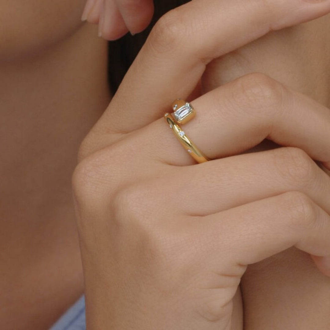 Narrow Wrap Ring with an Ashoka Diamond