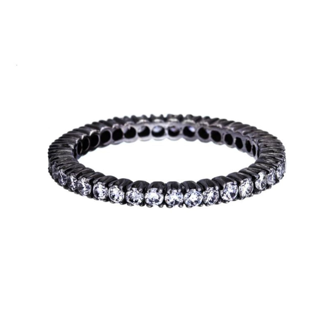 18K Black Rhodium Eternity Diamond Band - Size 6.25