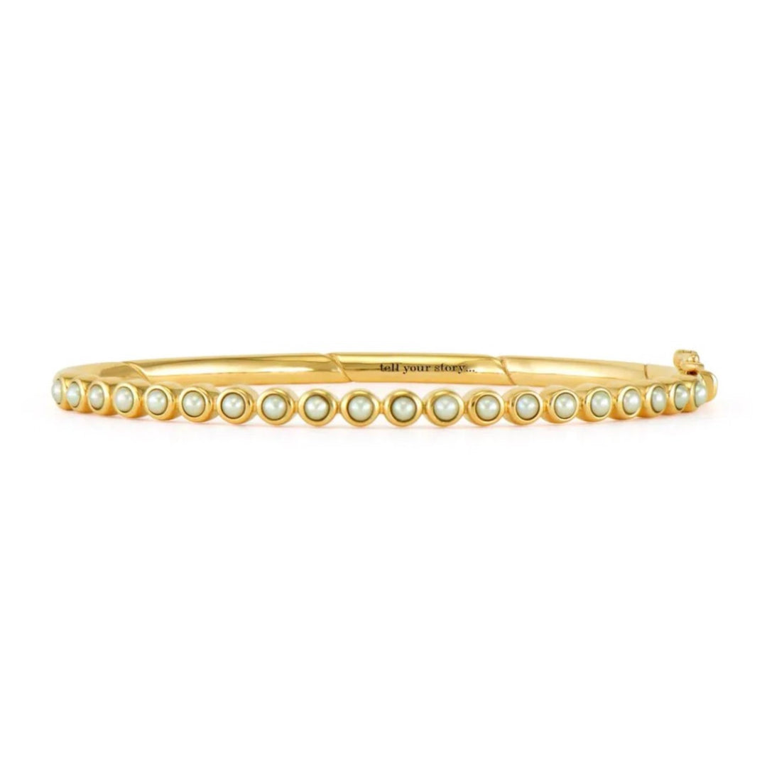 Classic Bezel Set Pearl Bangle