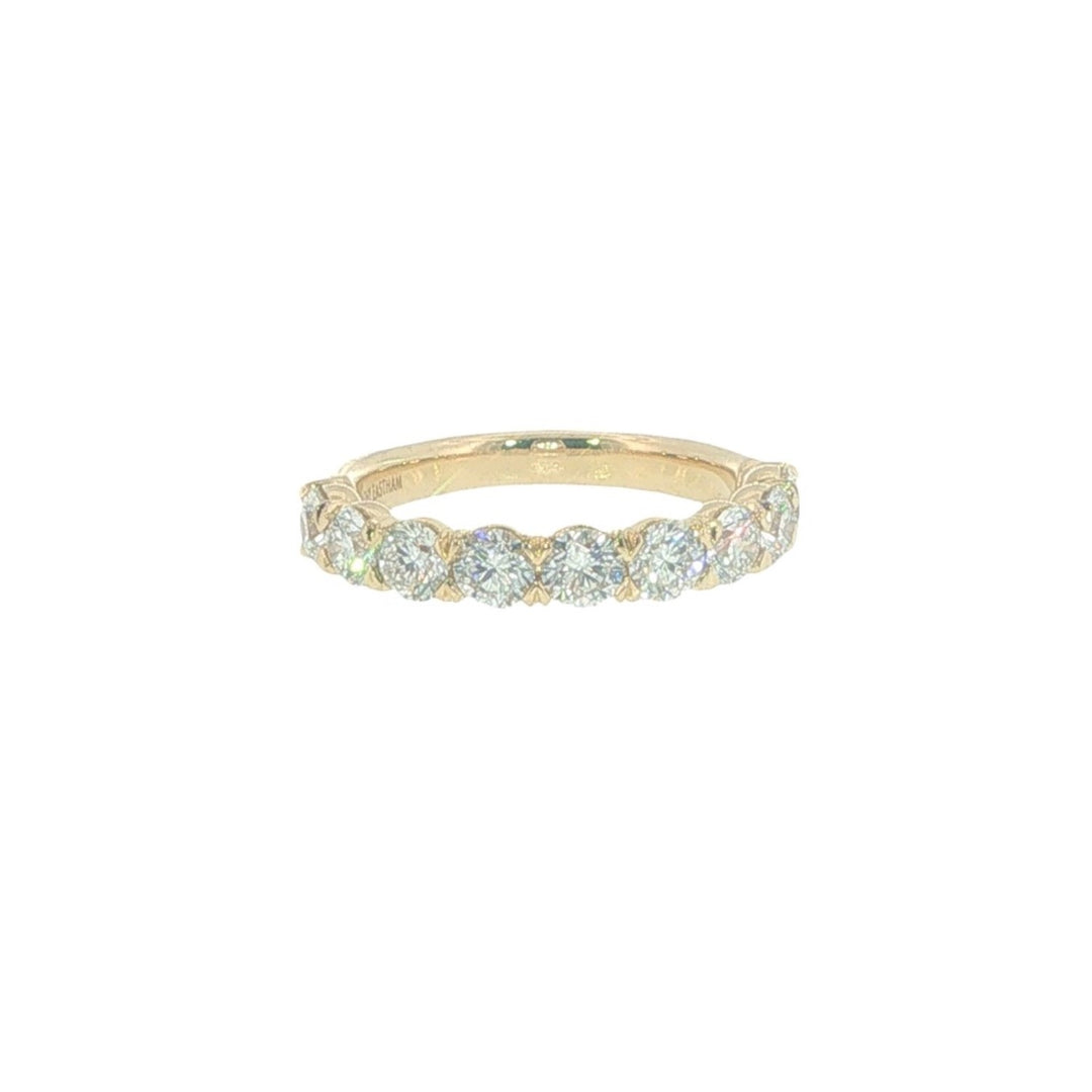 18K Yellow Gold Silk Prong Half Round Half Eternity Band - Size 6