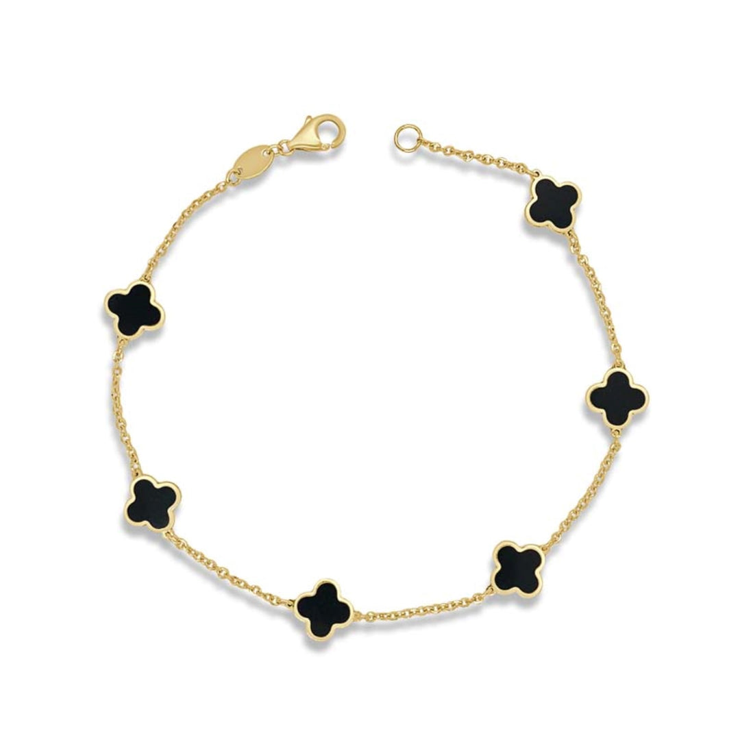 Clover Onyx Station Bracelet