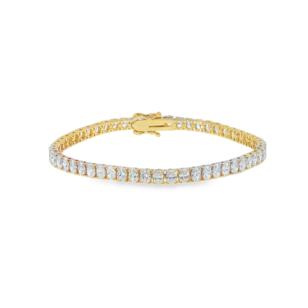 14K Yellow Gold Oval Diamond Tennis Bracelet Weighing 6.73cts - 7"