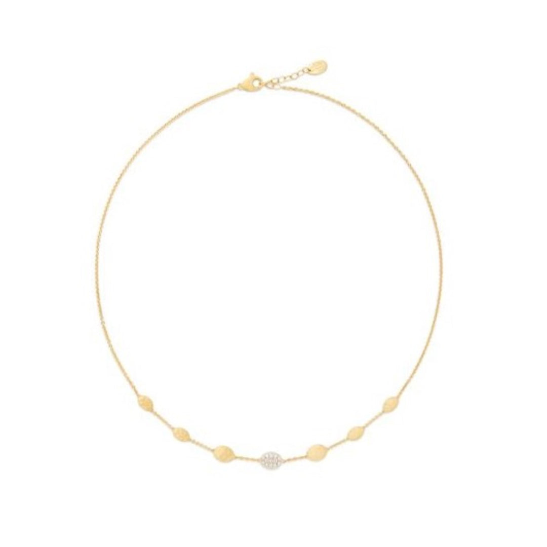 18K Yellow Gold Station Necklace With Single Pavé Diamond Accent