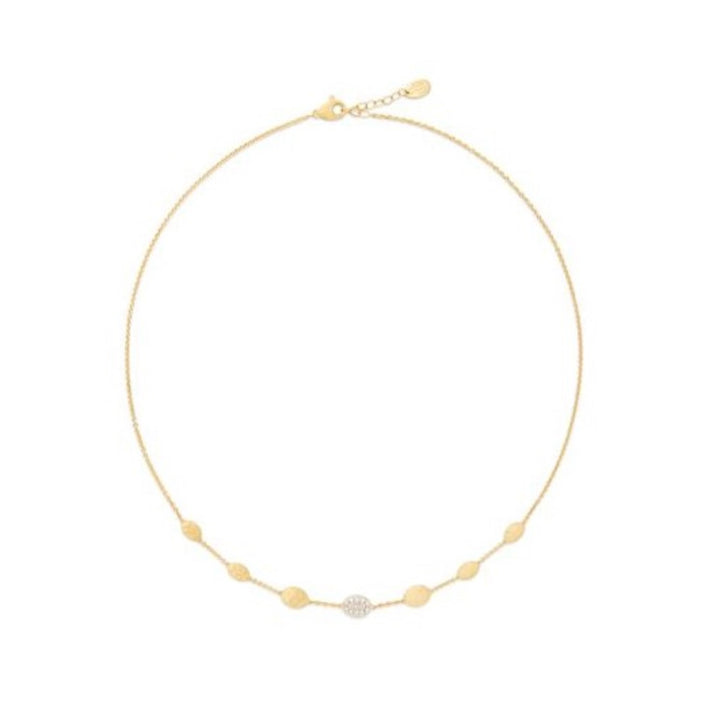 18K Yellow Gold Station Necklace With Single Pavé Diamond Accent