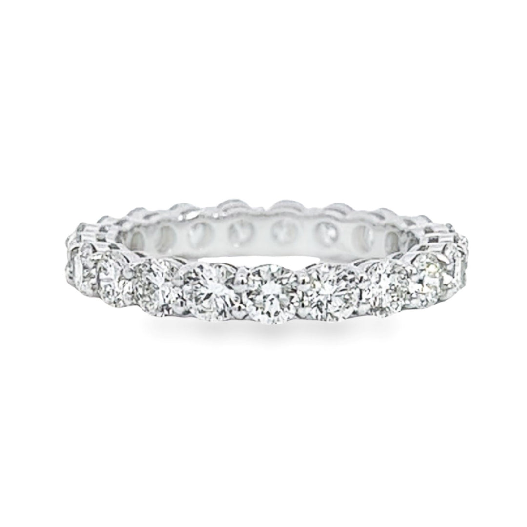 Platinum Round Diamond Eternity Band In Shared Double Prong Setting Weighing 2cts - Size 5.5