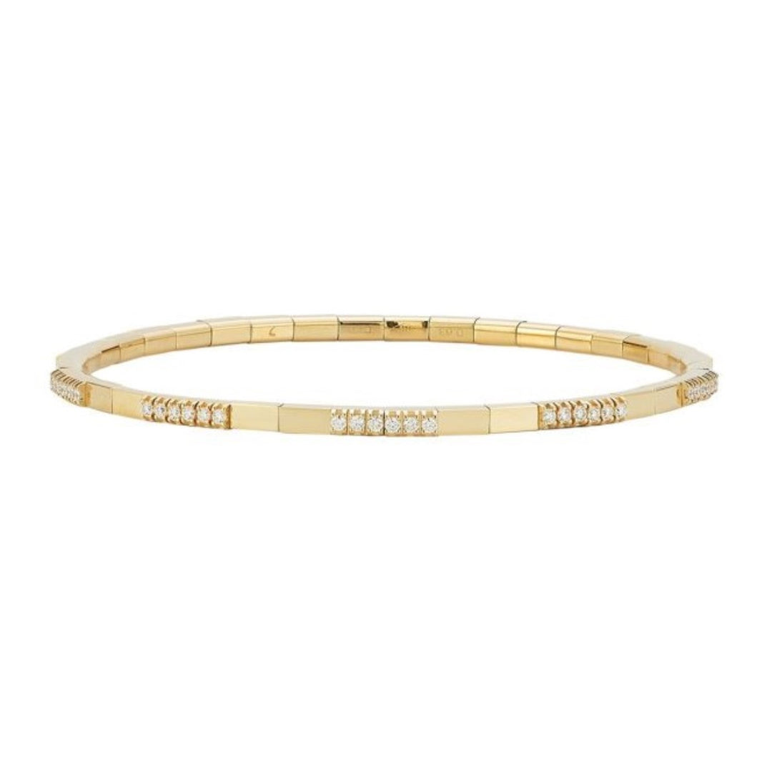 18K Yellow Gold Stretch Tennis Bracelet With Diamond Stations Weighing 0.63cts
