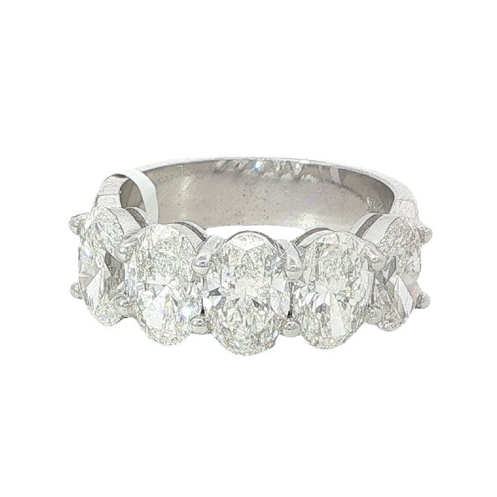 White Gold Diamond Band With 5 Oval Diamonds Weighing 3.91cts - Size 6.25