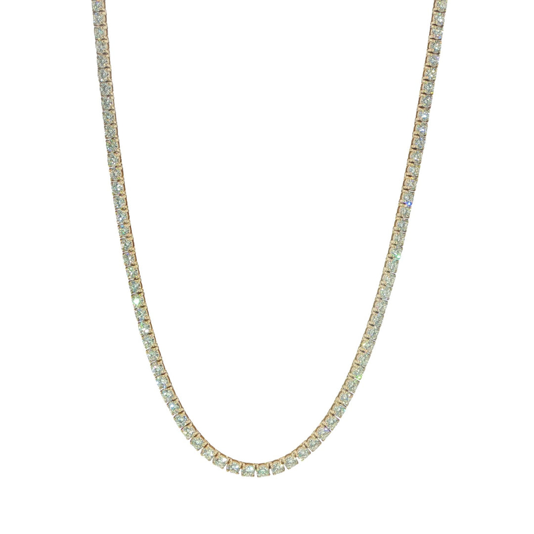 14K Yellow Gold Diamond Tennis Necklace Weighing 13.49cts - 16"