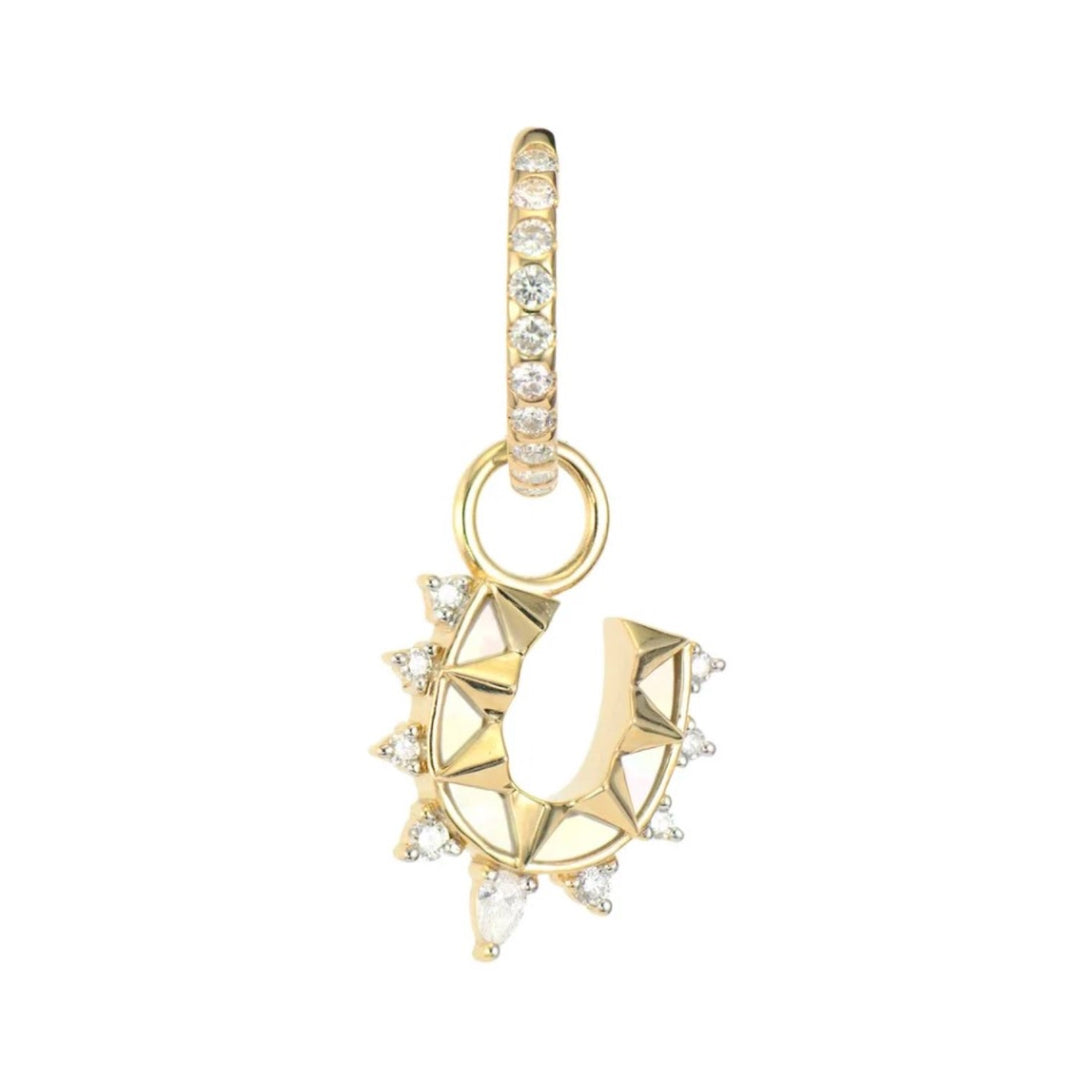 14K Yellow Gold Small Lucky Horseshow Earring Charm - Single