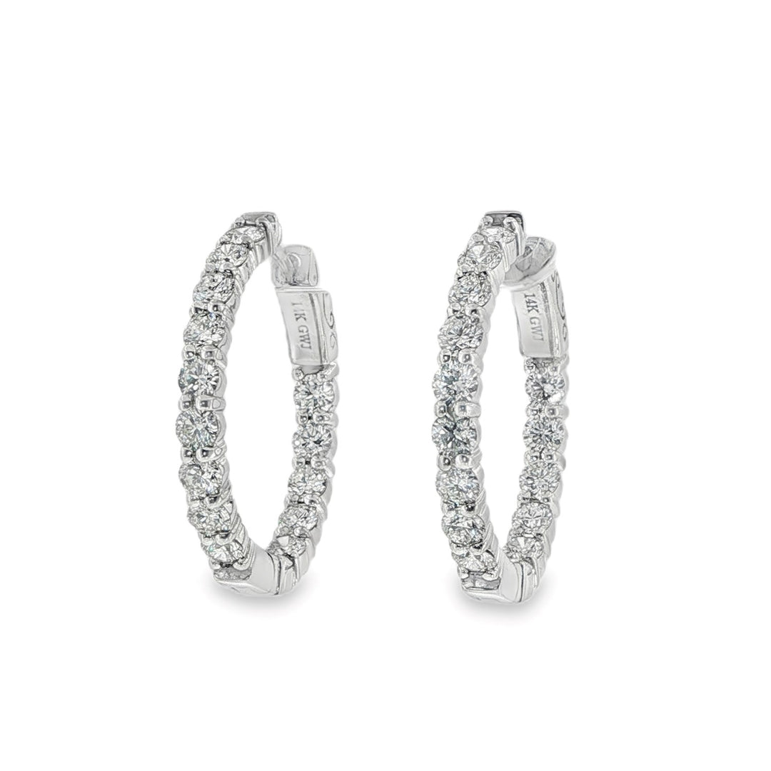 White Gold Inside Out Diamond Hoops
