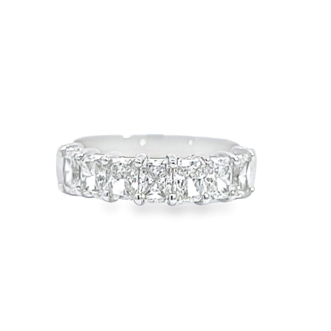 White Gold Diamond Band Featuring 7 Emerald Cut Diamonds Weighing 1.77cts - Size 6.25