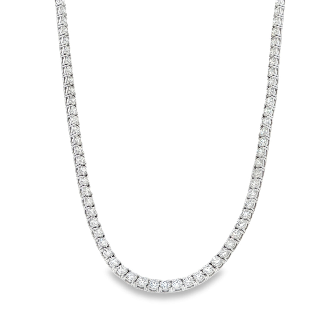 14K White Gold Diamond Tennis Necklace Weighing 15.57cts - 17"