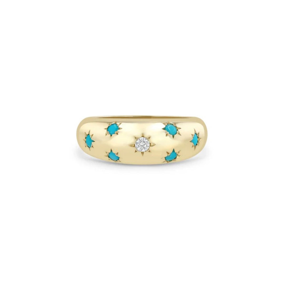 Small Aura Ring With Turquoise Stars - Size 7
