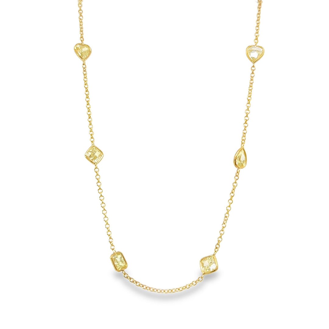 Yellow Gold Diamond BY The Yard With 10 Fancy Shaped Yellow Diamonds - 16"