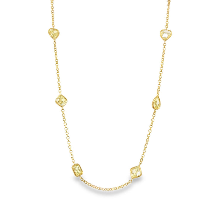 Yellow Gold Diamond BY The Yard With 10 Fancy Shaped Yellow Diamonds - 16"