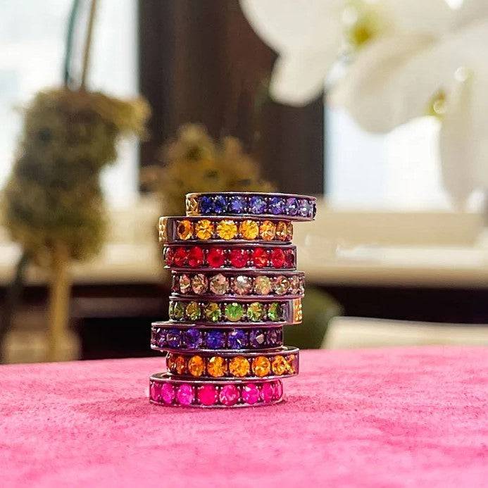 Crownwork Stacker Band With Blue Sapphires - Size 6.25