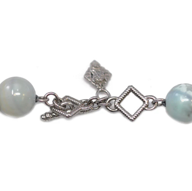 Silver Blue Agate & Champagne Diamond Bracelet