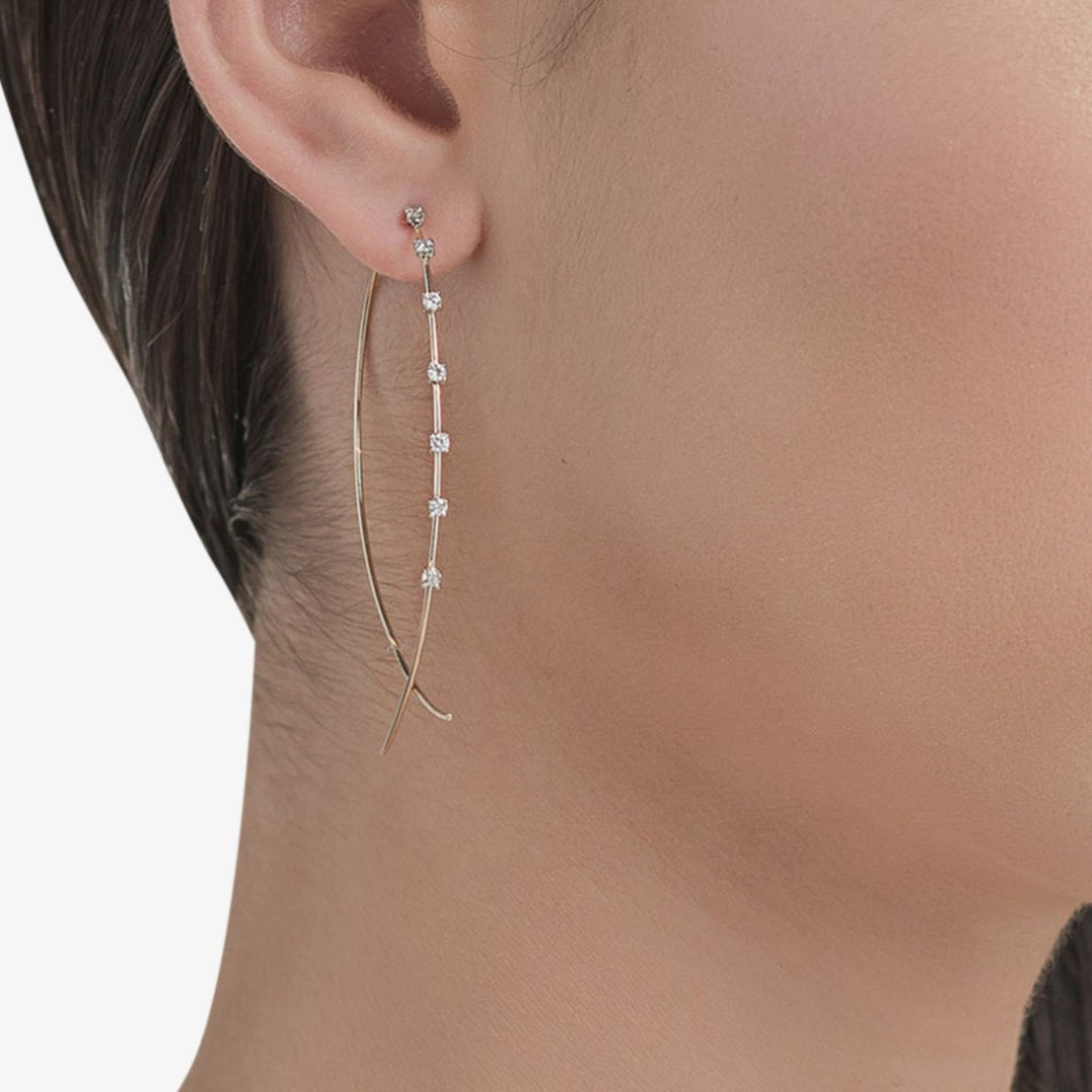 Large Upside Down Hoops With Diamond Baskets