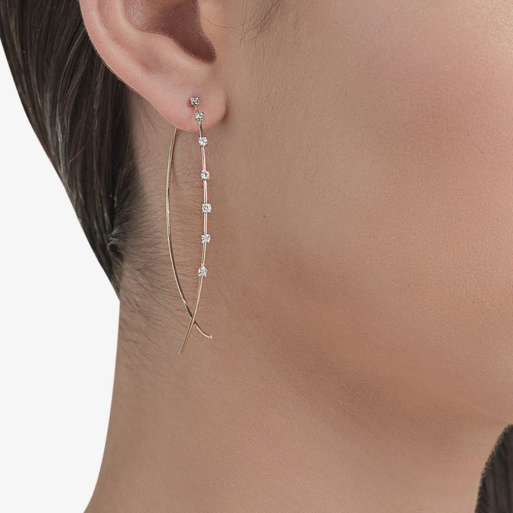 Large Upside Down Hoops With Diamond Baskets