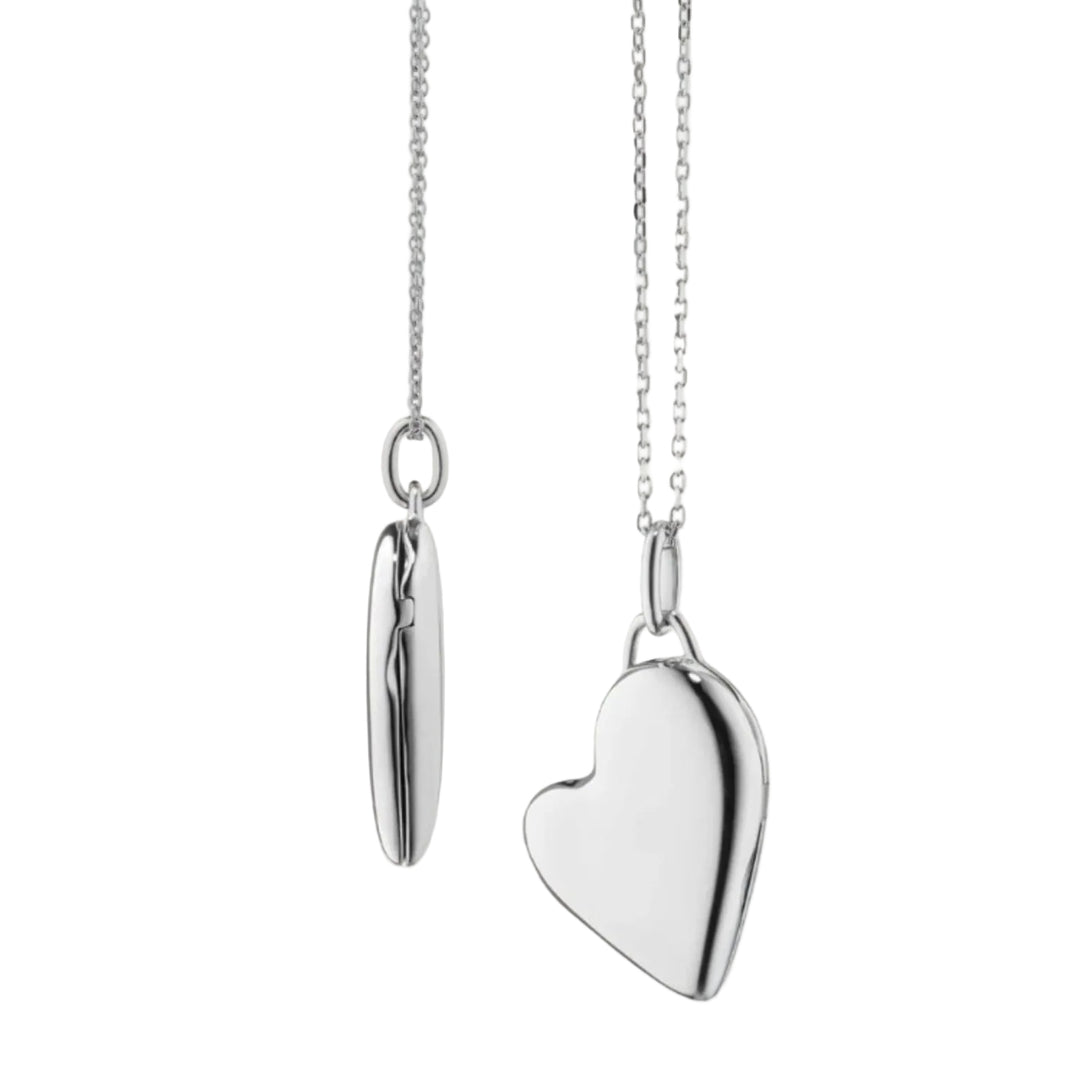 Petite Slim Sterling Silver Heart Locket Necklace