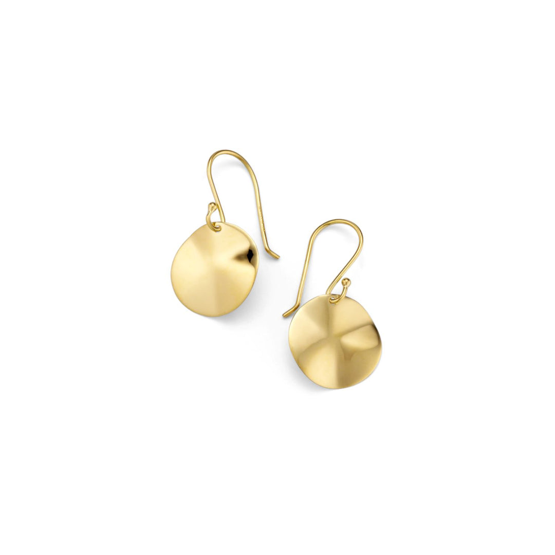 18K Gold Mini Wavy Disc Earrings