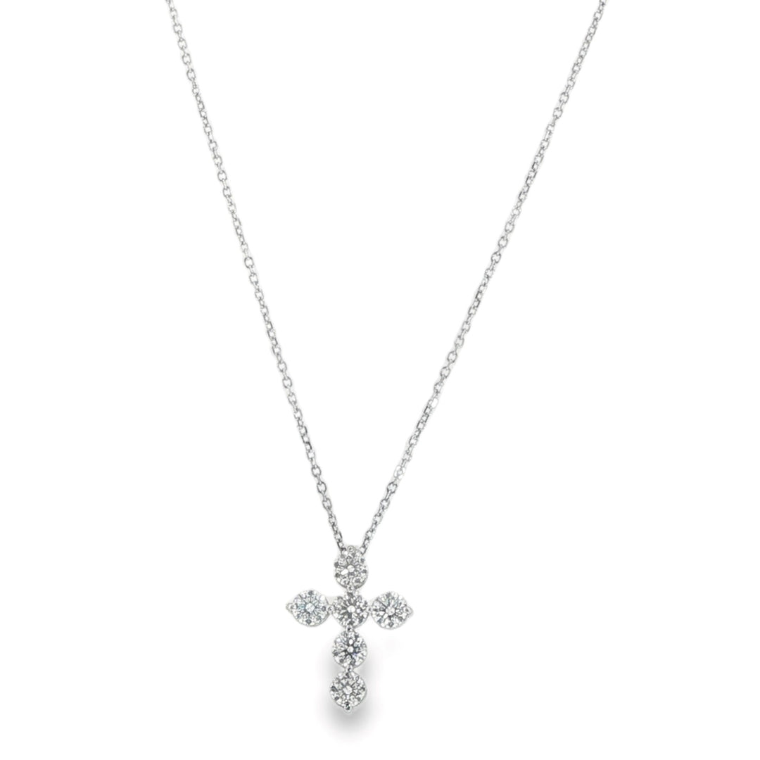 14K White Gold Diamond Cross Pendant Weighing 0.80cts