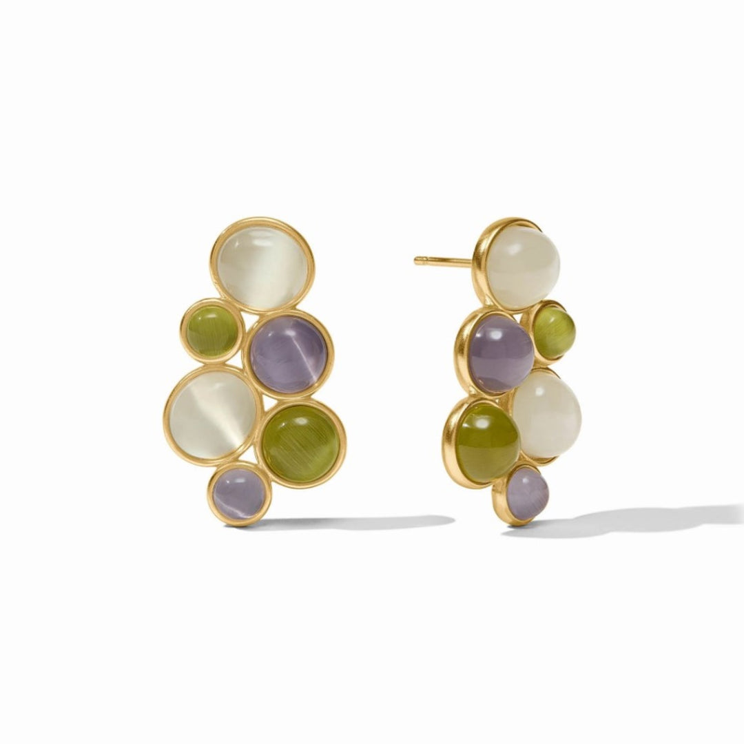 Cobblestone Statement Earring In Multi Stone Cat's Eye