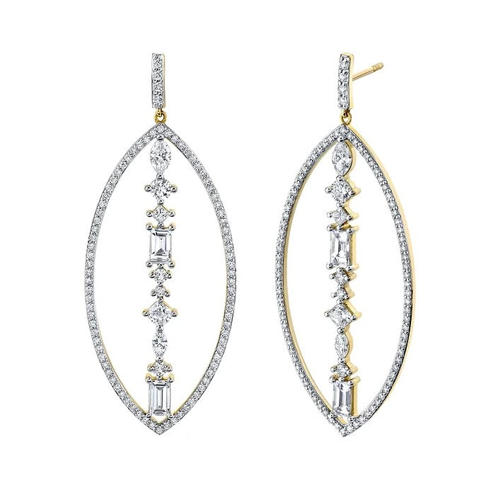 18K Gold Open Marquise Diamond Earrings