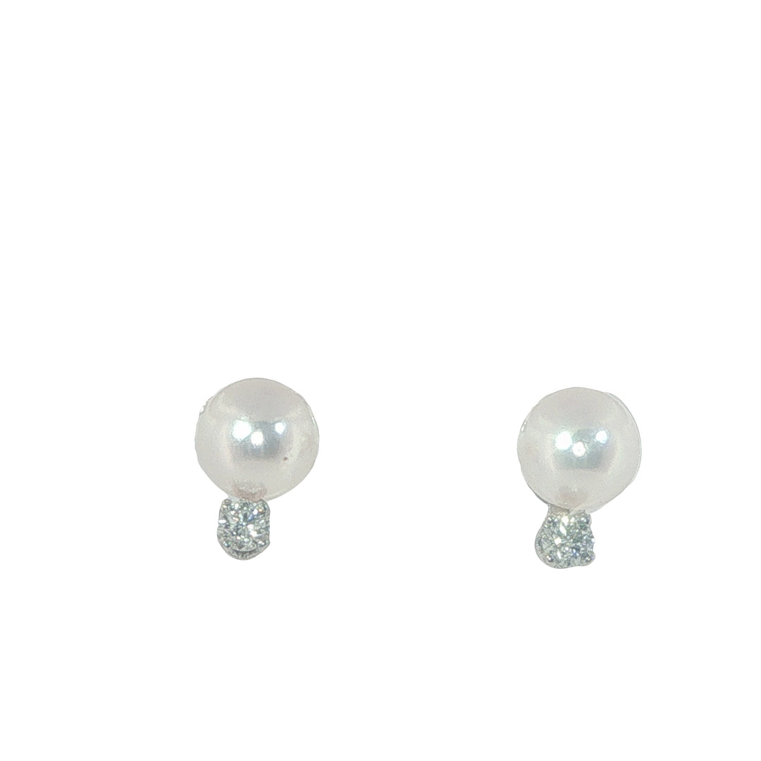 6.5mm x 7mm Cultured Pearl And Diamond Earrings