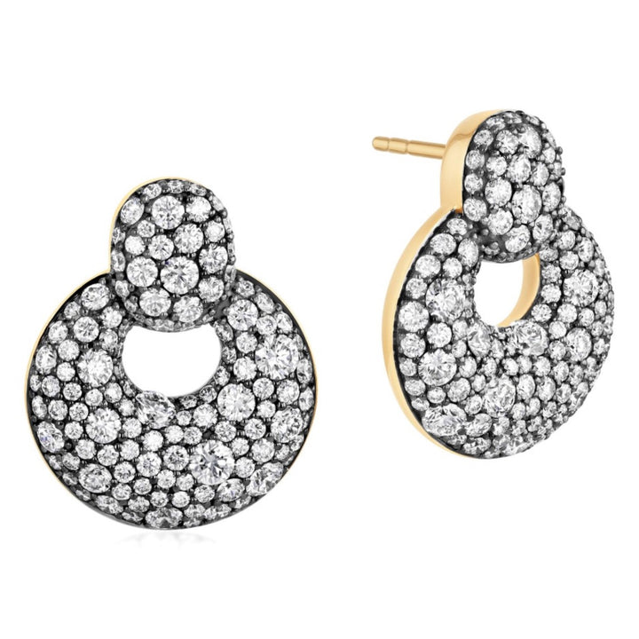 All Diamond Button Loop Earrings