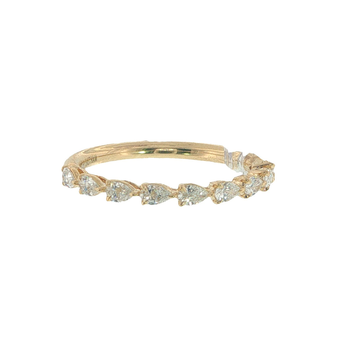 18K Yellow Gold Baby Petite Grand Aire Band With 9 Pear Cut Diamonds - Size 6