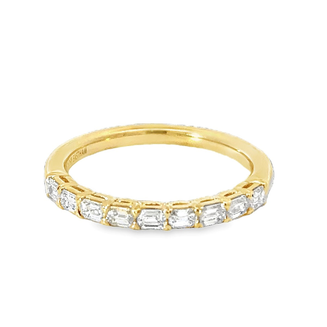 18K Yellow Gold Petite Band With 9 Emerald Cut Diamonds Weighing 0.50cts