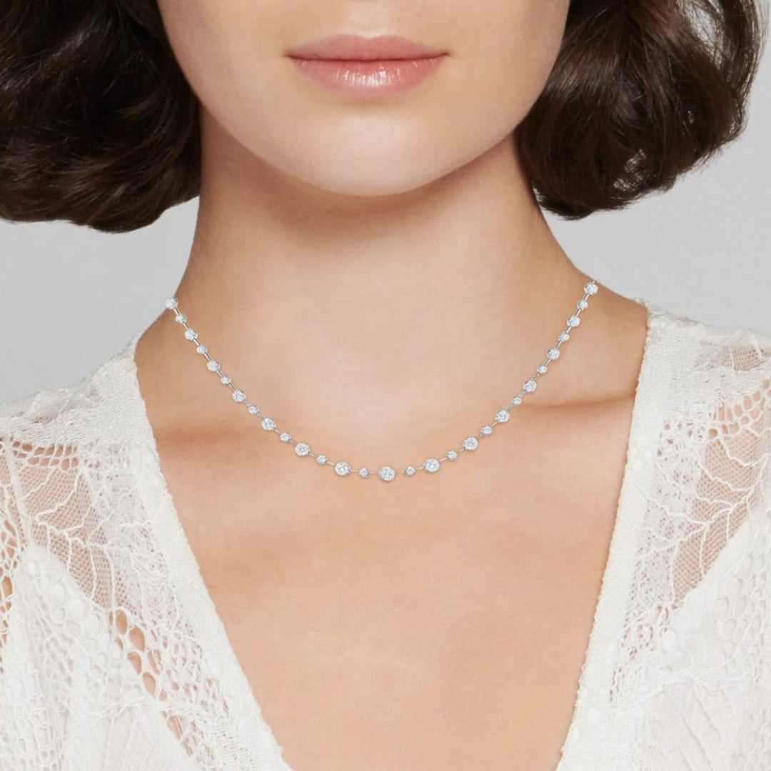 18K White Gold Starry Night Riviera Necklace - 16"