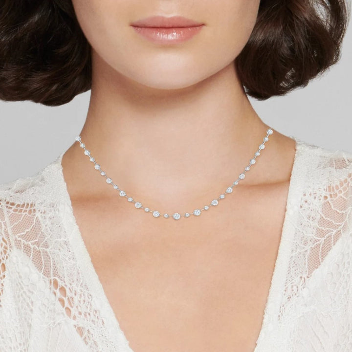 18K White Gold Starry Night Riviera Necklace - 16"