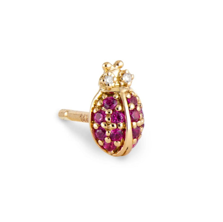 14K Single Pave Ladybug Stud