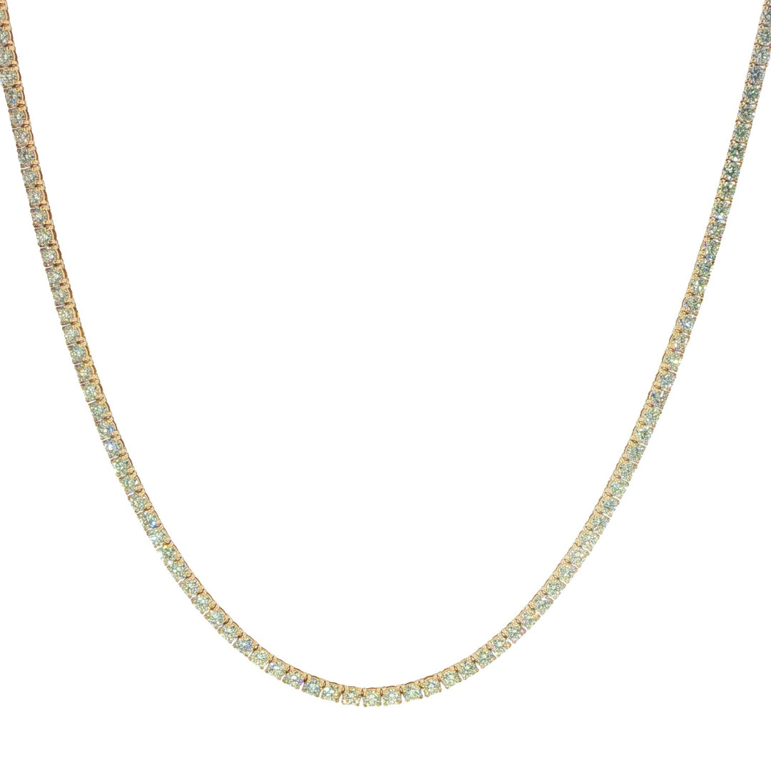 14K Yellow Gold Diamond Tennis Necklace Weighing 18.97cts - 22"