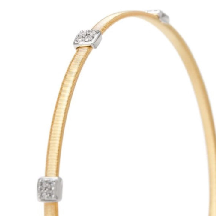 18K Yellow Gold Stackable Bracelet With 3 Diamond Stations