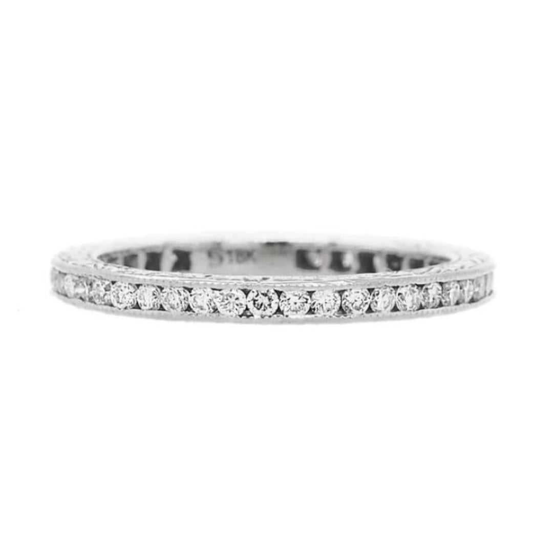 18K White Gold Channel Set Diamond Band - Size 6.5